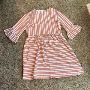 Rustic Orange and White striped Midi dress